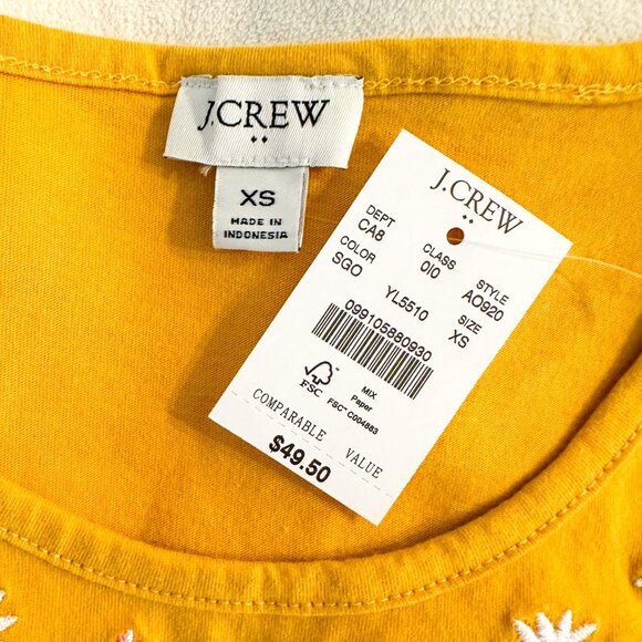 NWT J Crew Boho Tank Top - Mustard Yellow with Floral Embroidery - Picture 5 of 6
